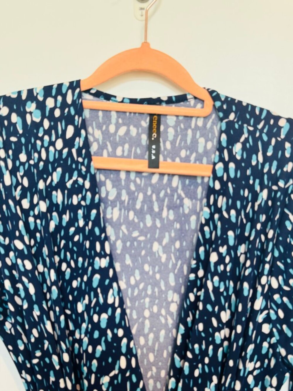 (2 for $15) ReneeC Navy Print Brushed Knit Wrap Maxi Dress XL - Picture 2 of 5